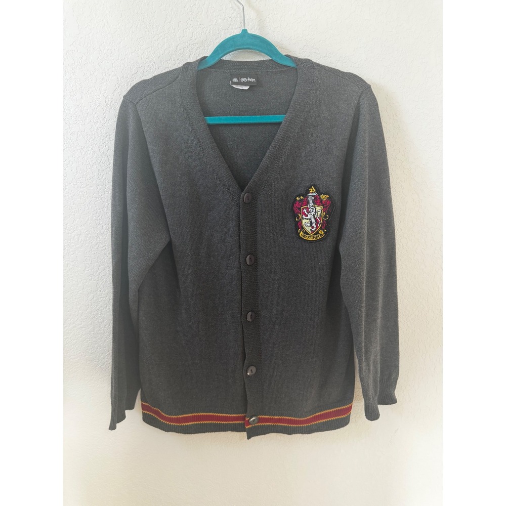 Harry Potter Gryffindor Crest Cardigan‎ Adult M Gray Polyester Wizarding World